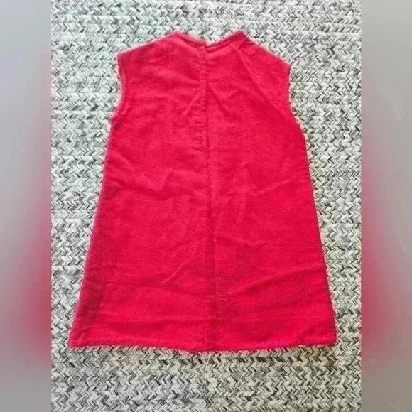 Hand‎ Crafted Red Velour Velvet Vintage Little Girls Sleeveless Dress - Picture 4 of 5